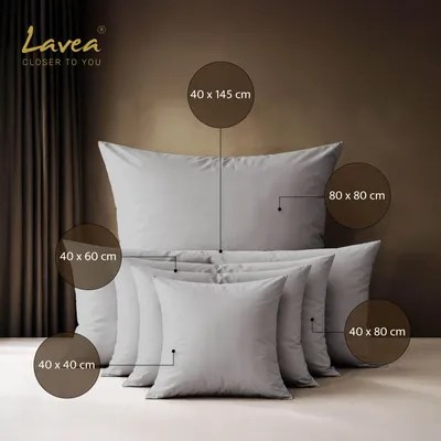 Produktbild von Lavea® Kissenbezug 80 x 80 cm Baumwolle flauschig, atmungsaktiv, Jasmin Kissenbezüge, Kissenhülle Bettwäsche, langlebige Qualität, Silber