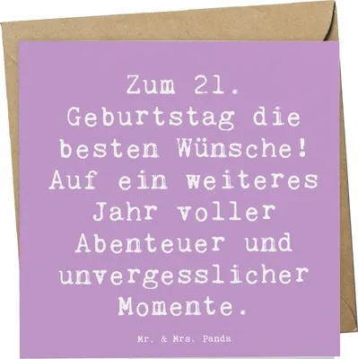 Produktbild von Mr. & Mrs. Panda Glückwunschkarte Spruch 21. Geburtstag - Lavendeltraum - Geschenk, faltkarte, anlasskarte, Glückwunsch, Freude, Klappkarte, Grußkarte, Happy Birthday