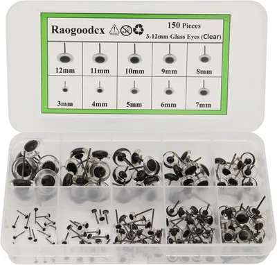 Produktbild von 150 Stück Nadelfilz-Augen, Mini-Glasaugen-Sets für Spielzeug, Teddybären, Puppen, Wolle, Filzprojekte