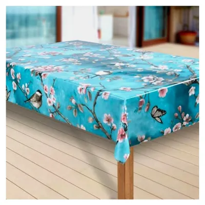 Produktbild von Wachstuch-Tischdecke Abwaschbar für den Garten, PVC, Eckig, Wasserabweisend, Größe: 140x240 cm, Muster: Kirschblüte