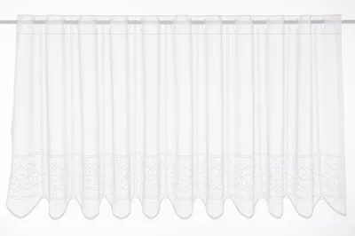 Produktbild von Gardinen Kranzusch Scheibengardine Strukturvoile Linien-Stickerei 60x697,5 cm H/B weiß Bistrogardine Vorhang Küche 1er Pack