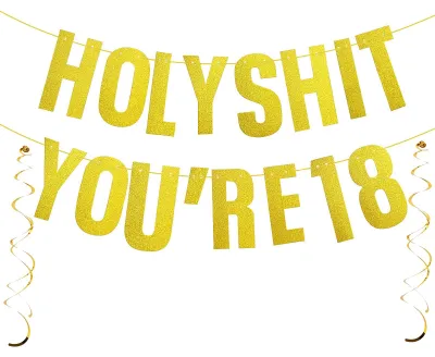 18. Geburtstag Banner Gold Glitter Deko für Frauen Männer