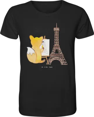 Produktbild von Mr. & Mrs. Panda Tshirt Fuchs Urban sketching Größe L - Schwarz - Geschenk, Zeichenschule, T-Shirt Herren, Shirt, Künstler, Herren-T-Shirt, Zeichnen, Männer-T-Shirt