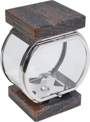 Produktbild von Grablampe rund Edelstahl Granit Gneis