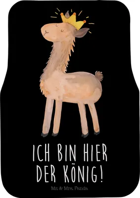 Produktbild von Mr. & Mrs. Panda Fußmatte Auto Lama König - Schwarz - Geschenk, Teppich, Mama, Chef, Automatte, Lamas, Auto-Fußmatte, Abitur, Fürs