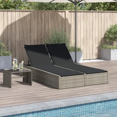 Produktbild von Maison Exclusive - Doppel-Sonnenliege mit Kissen Hellgrau Poly Rattan