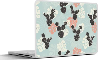 Produktbild von MuchoWow® Laptop Aufkleber Sticker Cover Kaktus - Monstera - Muster - Pastell - Hawaii 31x22.5 cm - Laptop-Deko