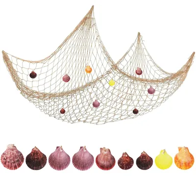 Fischernetz mit Muscheln, Wanddeko, 1,5 x 2 m, mediterran