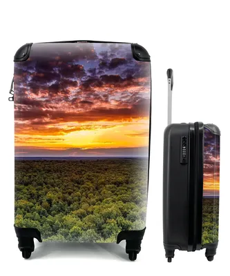 Produktbild von MuchoWow® Koffer Handgepäck Trolley Rollkoffer Kleine Reisekoffer mit 4 Rollen - Wald - Nacht - Himmel - Horizont - Bäume - Cabin Size < 55x40x23 cm & 55x40x20 cm - Fotokoffer - Kabinenkoffer - Boardgepäck - Reise-Box - Reisekoffer - Reisegepäck - Koffer mit Bild - Trolley für Kinder