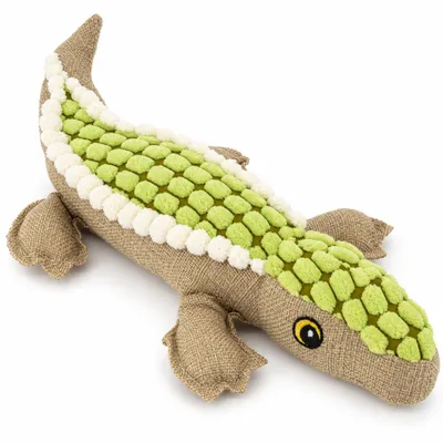 Obrázek produktu pro Hračka pro psy pískací krokodýl, plyšová a odolná, 33 x 18 cm