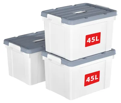 Produktbild von Cetomo 45L*3 Aufbewahrungsboxen, Tragbare Plastikboxen mit Deckeln, Organizer-Be