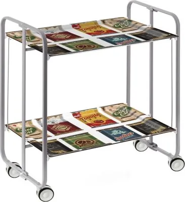 Produktbild von DON HIERRO - Klappbarer Servierwagen BAUHAUS mit Rollen – Metallgestell grau, 2 Ebenen, 4 Positionen