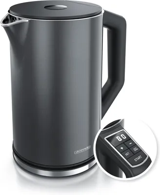 Produktbild von Edelstahl-Wasserkocher 1,5L mit Temperatureinstellung 40–100°C, 2200W, Doppelwand, Warmhaltefunktion, BPA-frei, GS-, leise und präzise