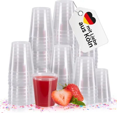 Obrázok produktu pre Vivaloo 100 kusov opakovane použiteľných plastových pohárov na panáky - 2cl poháre na panáky vhodné do umývačky riadu - priehľadné poháre na pitie s kalibračnou značkou - 20ml plastové poháre na párty zábavu