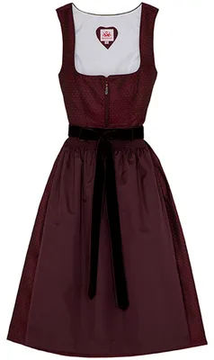 Produktbild von Emmi 2-teiliges Midi-Dirndl Kleid Dirndl Trachtenkleid Rocklänge 70cm, Farbe:Rot, Größe:42/XL