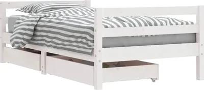 Produktbild von vidaXL Kinderbett mit Schubladen Weiß 80x160 cm Massivholz Kiefer