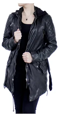 Produktbild von Damen Ledermantel Parka Ricano SHEENA – Schwarz / XL