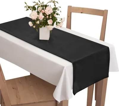 Zdjęcie produktu dla Voppi Elegancki bieżnik welurowy 40x220 cm czarny ozdoba stołu
