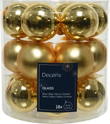 Produktbild von Weihnachtskugeln Glas 4cm 18 Stück - Hellgold