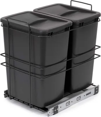 Image de poubelle de recyclage pour montage inférieur et extraction manuelle pour meuble de cuisine Recycle 2x35litres -  Plastique gris anthracite