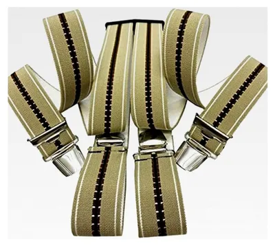 Produktbild von Hosenträger ELEGANT - ÖSTERREICH - VIENNA 35mm Breit in H-Form mit 4 starken Clips/ Gestreift 01 Beige