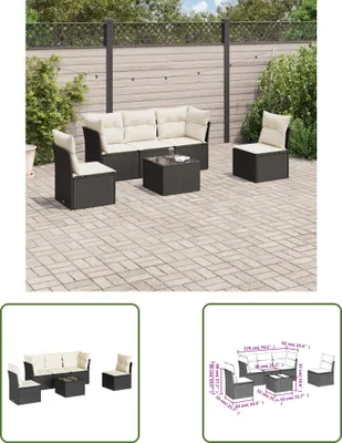 Produktbild von The Living Store 6-tlg. Garten-Sofagarnitur mit Kissen Schwarz Poly Rattan