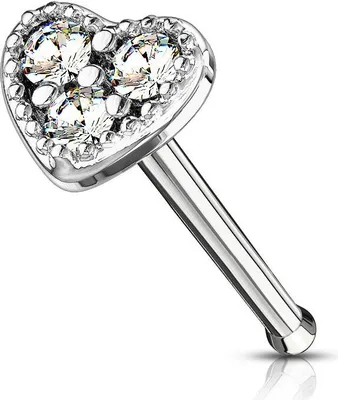 Produktbild von Nasenpiercing Stecker Herz Heart Nasenstecker Stift Nasen Piercing Zirkonia Kristalle Autiga® silber-klar