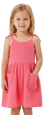 Produktbild von Sommerkleid für Mädchen – 100 % Baumwolle,  Größe  110,   Alter 5 Jahre, Rosa, mit Trägern