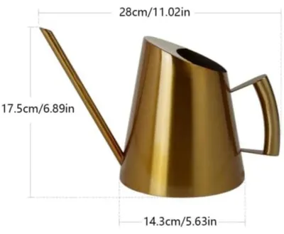 Produktbild von Gießkanne für Zimmerpflanzen - Zimmergießkanne - Langer Ausguss - Griff - Edelstahl 201 - Gold
