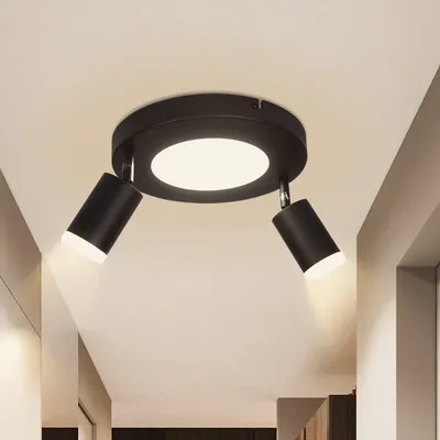 Image de ZMH Spot de plafondcupgow Plafonnier Led Spot de plafond GU10 2 flammes Plafonnier noir 3000k Blanc chaud 20W Lampe de chambre à coucher Orientable 350