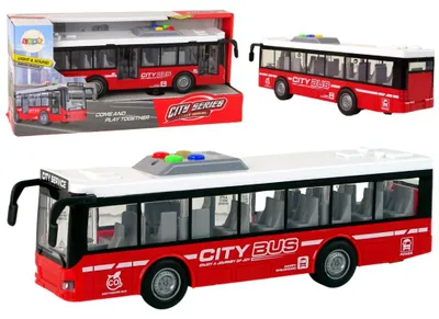 Produktbild von Batteriebetriebene Buslichter, Geräusche, Reibungsantrieb, rot, 1:16