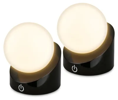 Immagine prodotto di Set di 2, Dimmerabile a Passi, Lampada da Comodino, Decorativa, Batteria Intercambiabile, 150lm, 2700K, IP54, 10x8x9cm
