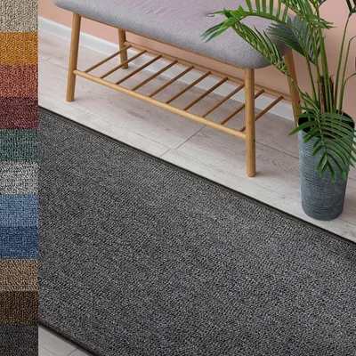 Image de Tapis Londres facile d'entretien à poils bouclés plats Tapis d'intérieur gris foncé 100 x 200 cm