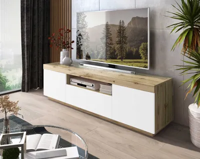 Produktbild von TV-Lowboard YOSHI TV-Schrank, Wotan / Weiß
