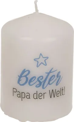 Immagine prodotto di Candela a colonna di circa 6x8 cm, in confezione di carta kraft Miglior papà del mondo
