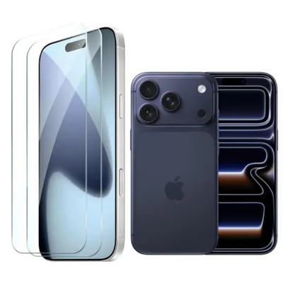 Produktbild von CLM-Tech 2er Set Schutzfolie kompatibel mit iPhone 17 PRO Panzerfolie 6,3 Zoll Panzerglas Crystal Clear Displayschutz 9H Glas Displayfolie Schutzglas - Unterstützt Fingerabdruck-ID - Folie kristallklar 2X Stück