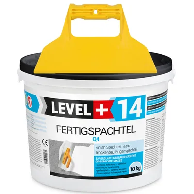 Produktbild von Fertigspachtel Spachtelmasse 10kg Glättspachtel Fugenspachtel Trockenbau Rein Weiß + Spachtel ohne Zahnung Set RM14