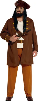Immagine prodotto di Capitano Pirata Avventura Costume di Carnevale Classico Elegante Bucaniere, Taglia: 56 - 58 (XXL) Colore: Marrone