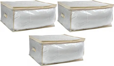 Zdjęcie produktu dla MSV® 3 sztuki - Składana torba XXL do przechowywania kołder 57 x 30 x 50 cm w komodzie pod łóżkiem z zamkiem błyskawicznym