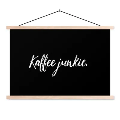 Produktbild von MuchoWow® Textilposter Kaffee Junkie - Sprichwörter - Kaffee 60x40 cm mit holzfarbenen Rahmen - Bilder