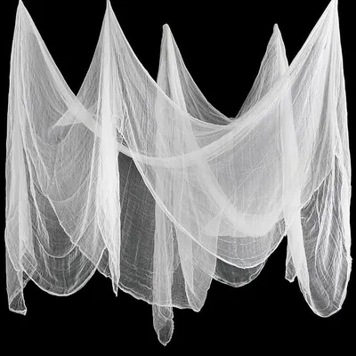 Produktbild von Halloween Gruselige Tuchdekorationen - gruselige Käsetücher - Baumwollmousseline Tücher für Halloween - Fest - innen und außen - Gruselhäuser - Türen (weiß - 200 x 40 cm)