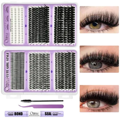 Produktbild von Wispy Lashes Extension Set Natürliche Wimpern Extensions Set Manga Cluster Lashes Natural Fluffy Wimpern Extensions 40+60+80+100D Lash Clusters DIY