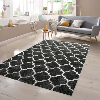 Obrázek produktu pro Designový koberec Maroko, orientální koberec do obývacího pokoje, šedá a černá, rozměry – 160 x 230 cm