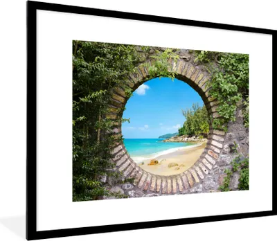 Produktbild von MuchoWow® Gerahmtes Poster Strand - Meer - Aussicht - Sommer 80x60 cm - Poster mit Schwarzem Bilderrahmen Wandposter Rahmen Foto Bilder - Schlafzimmer-Dekorationen - Fotoposter