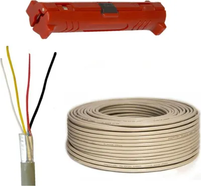 Produktbild von PremiumX 100m Telefonkabel 2x2x0,6mm 4 Adern Telefonleitung + Abisolierer