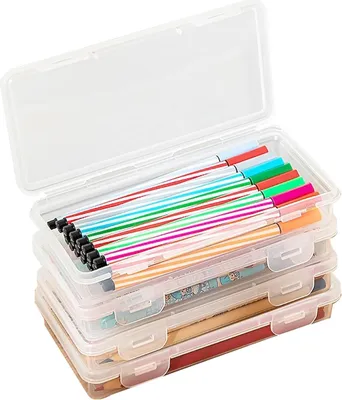 Obrázok produktu pre Box na ceruzky - Organizér na kancelárske potreby - 4 kusy - Transparentný - Bez BPA