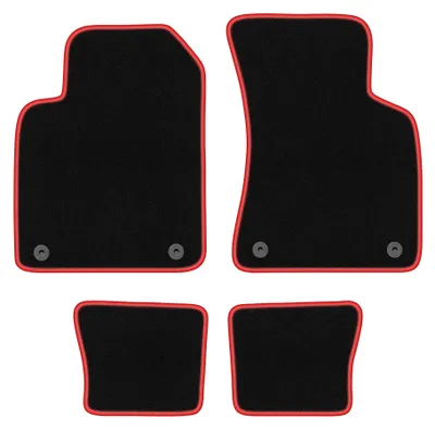 Obrázek produktu pro Velurové autokoberce pro: Audi TT I 8N 1998-2006 (kabriolet/roadster/kupé) – sada 4 ks, černo-červené, na míru – Wielganizator CARLUX
