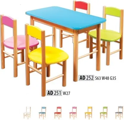 Produktbild von Stuhl Set Kinderzimmer Sitzgarnitur Echtes Holz Massiv 5tlg. Sitz Gruppe Tisch