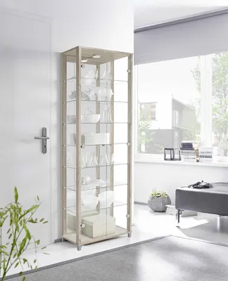 Produktbild von Vitrine Glasvitrine Standvitrine Vitrinenschrank "Berlin VI" Sonoma-Eiche