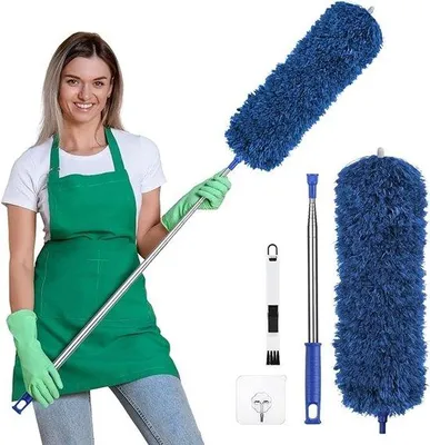 Image de Aspirateur télescopique avec microfibres et balai pour vitres - Extensible jusqu'à 245 cm
